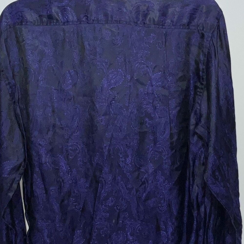 Coofandy Men's Purple Black Paisley Jacquard Button Down Shirt Size Medium - Picture 6 of 9